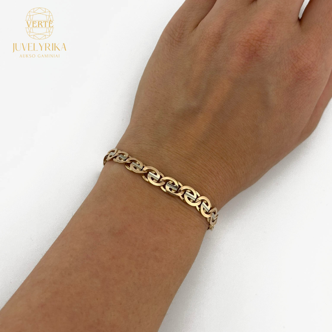 Auksinė apyrankė su baltu ir geltonu auksu BRA101