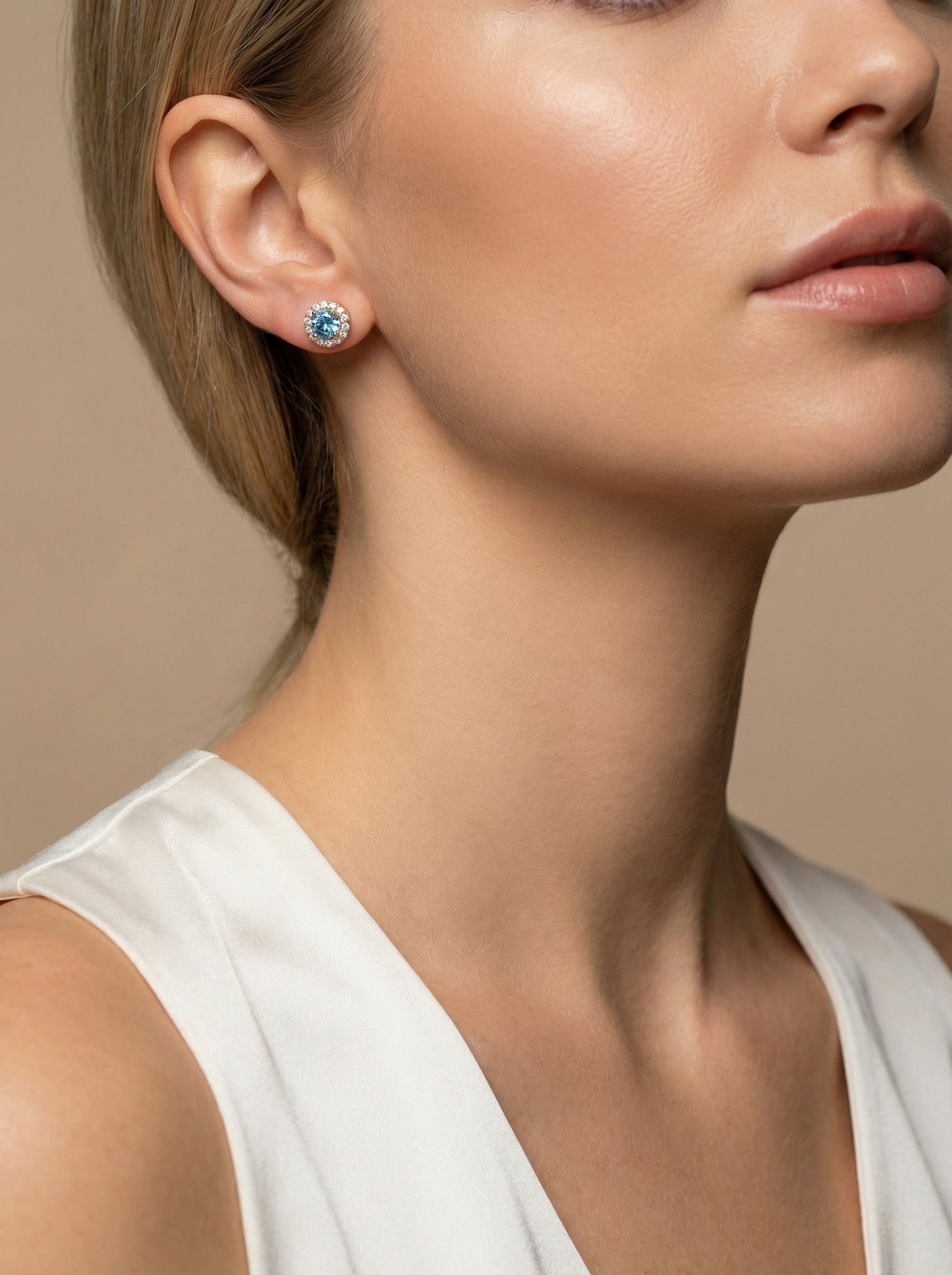 Auksiniai auskarai su topazu ir cirkoniais TUA0032