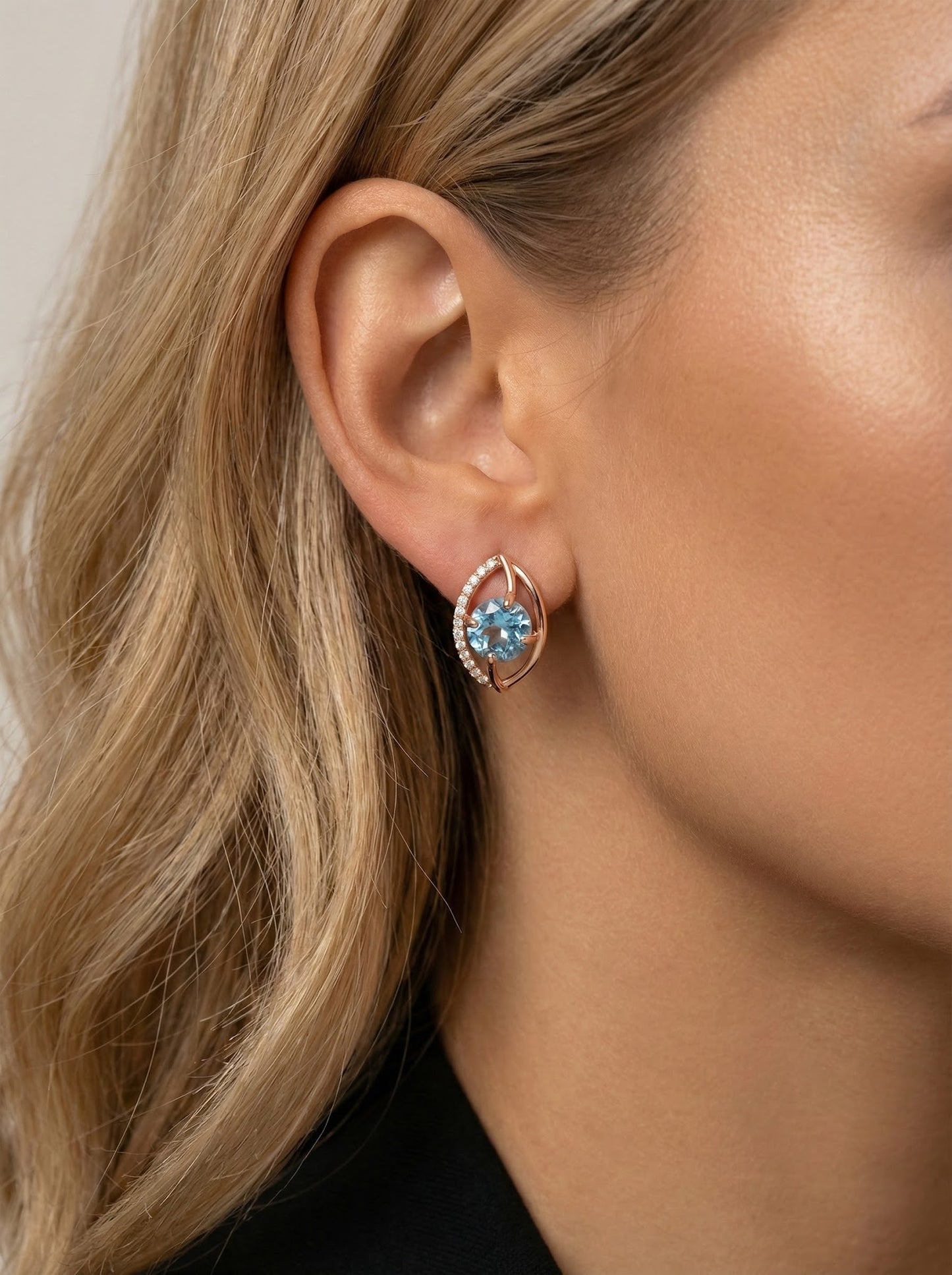 Auksiniai auskarai su topazu ir cirkoniais TUA0012