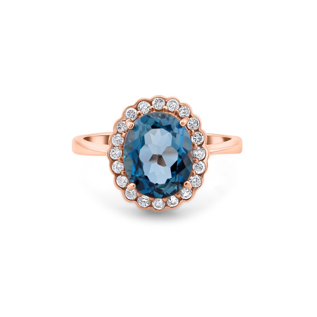 Auksinis žiedas su natūraliais akmenimis ir cirkoniais NAZ105