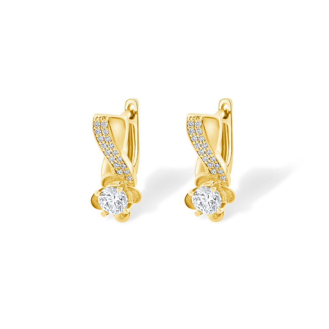 Auksiniai auskarai su gėlės motyvais TUA0048