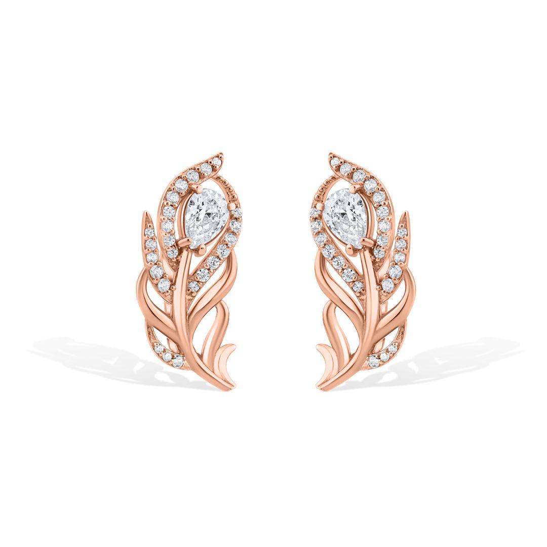 Plunksnų formos auksiniai auskarai AUM103