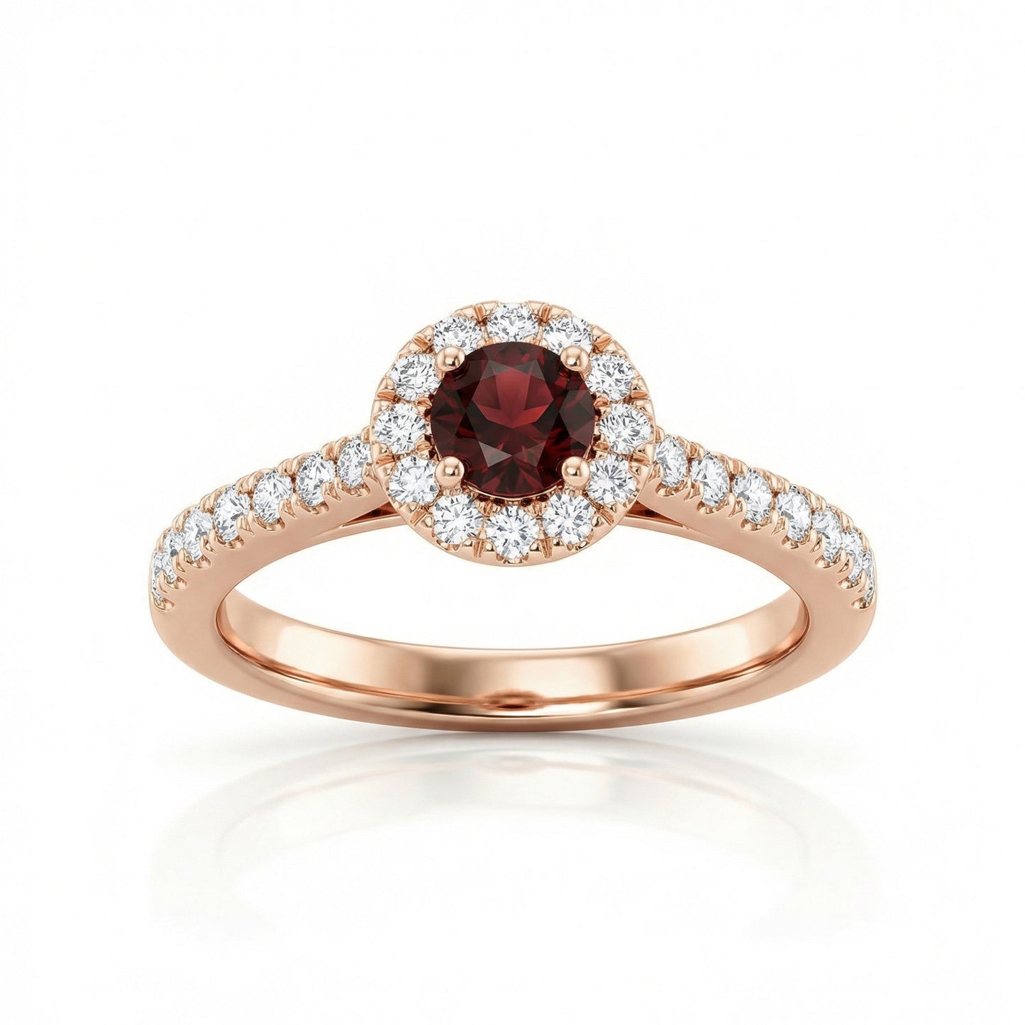 Auksinis "Halo" žiedas su granatu