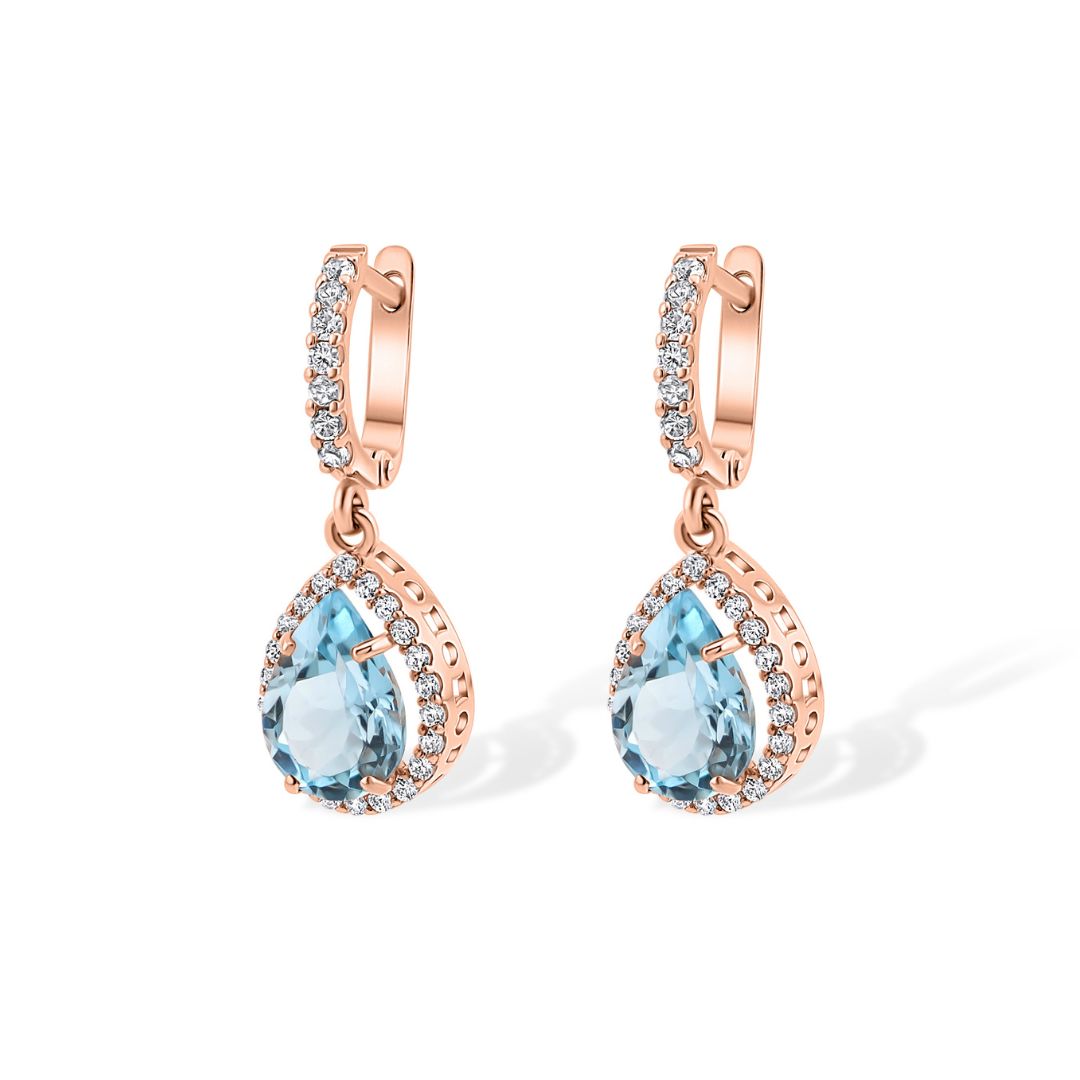 Auksiniai auskarai su natūraliais akmenimis ir cirkoniais TUA0026