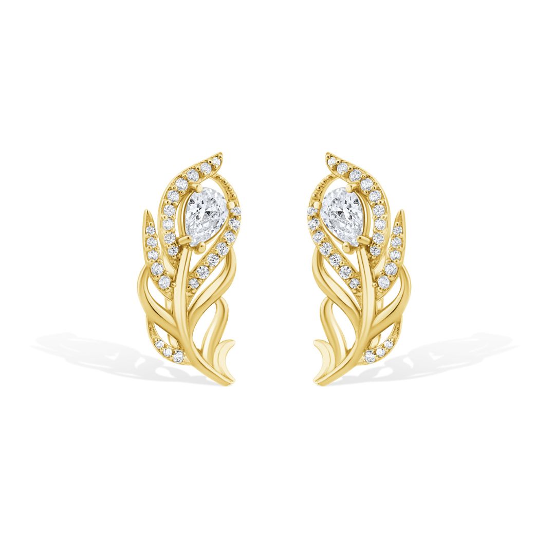 Plunksnų formos auksiniai auskarai AUM103