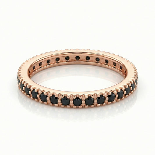 Auksinis žiedas su juodais cirkoniais AUD0035