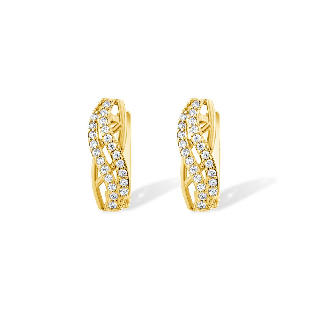 Auksiniai auskarai su spindinčiu pynimu AUM160