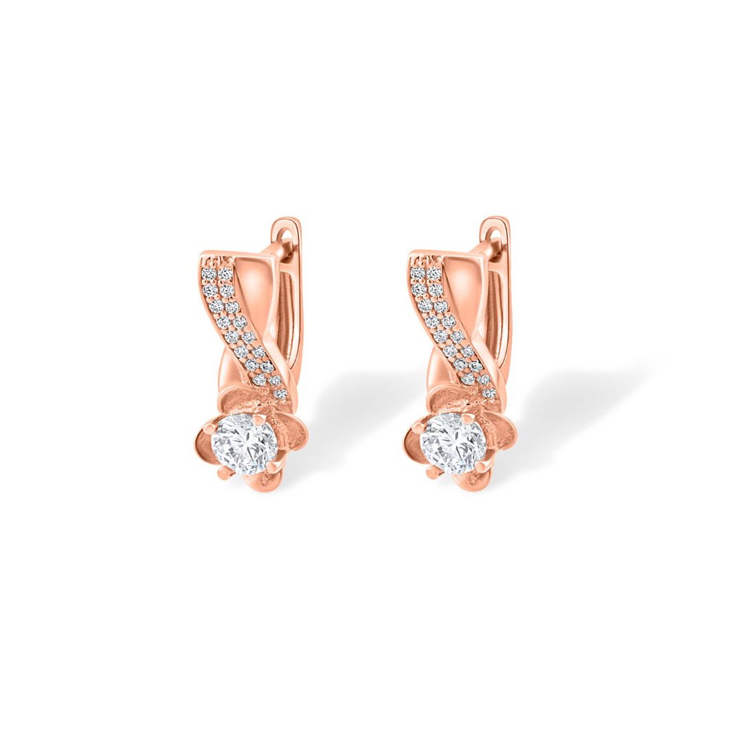 Auksiniai auskarai su gėlės motyvais TUA0048