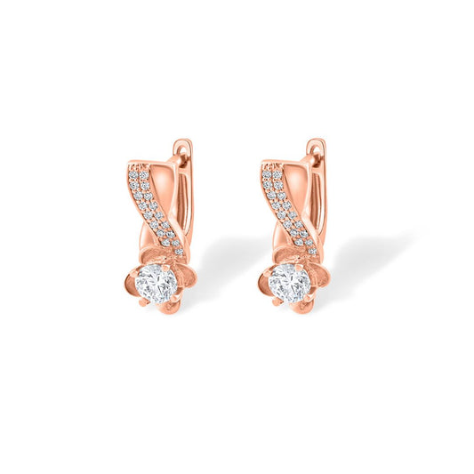 Auksiniai auskarai su gėlės motyvais TUA0048