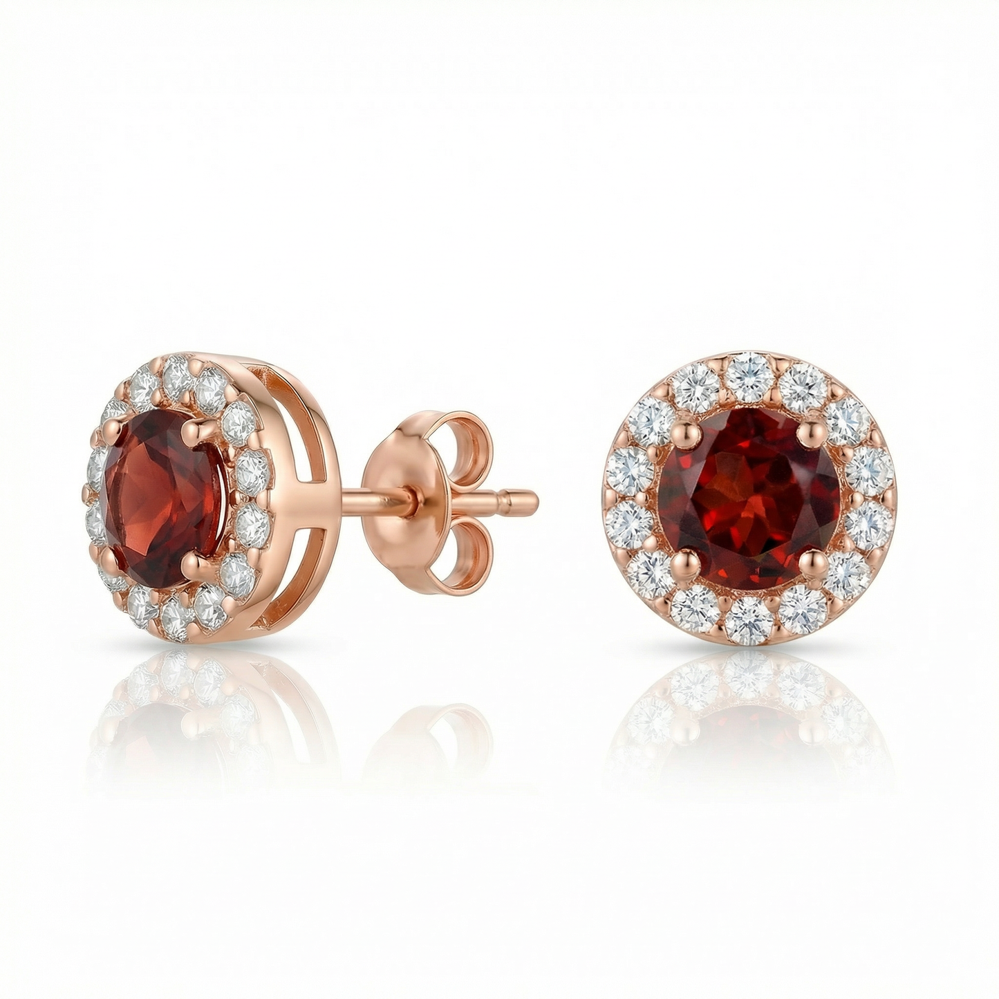 Auksiniai auskarai su granatu ir cirkoniais TUA0032