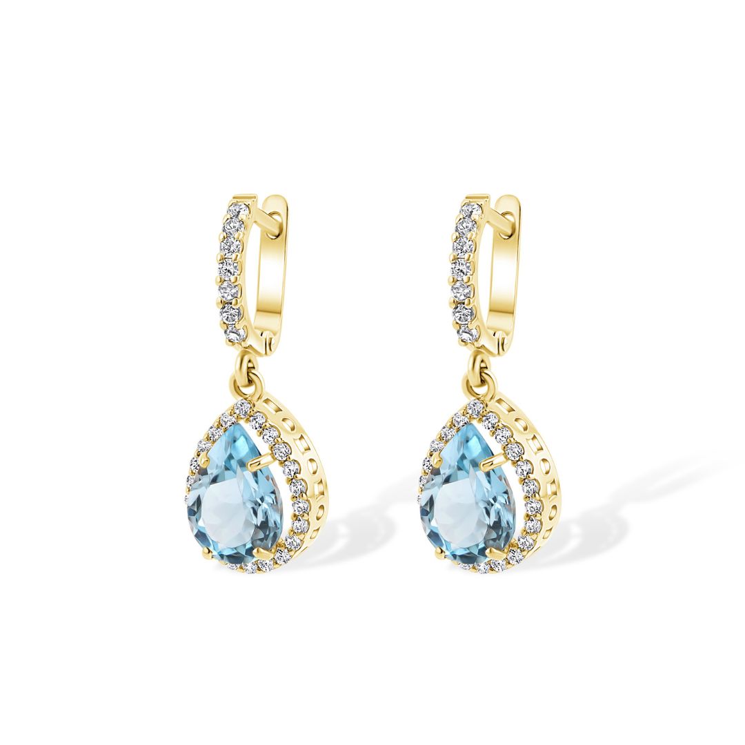 Auksiniai auskarai su natūraliais akmenimis ir cirkoniais TUA0026