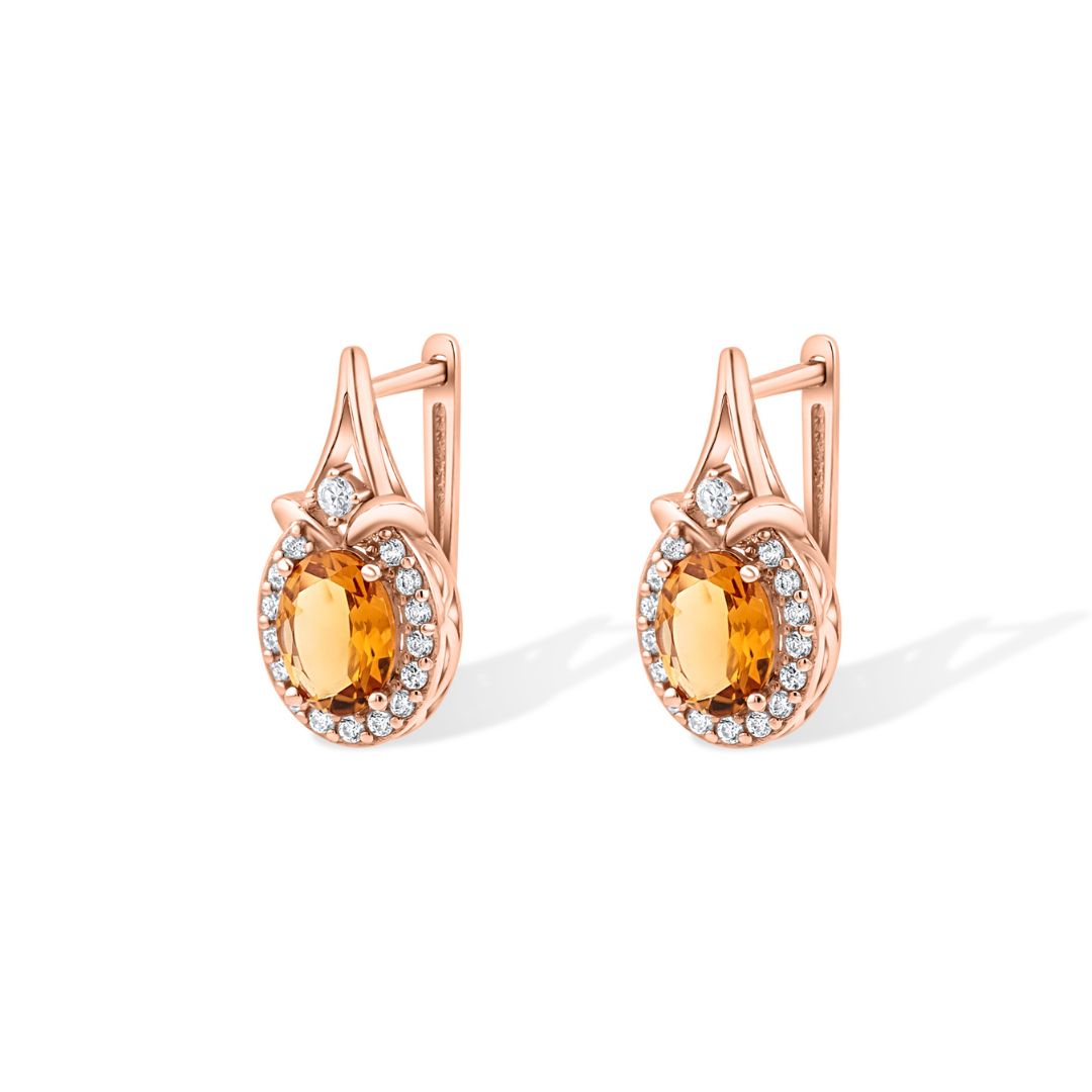 Auksiniai auskarai su natūraliais akmenimis ir cirkoniais TUA0030