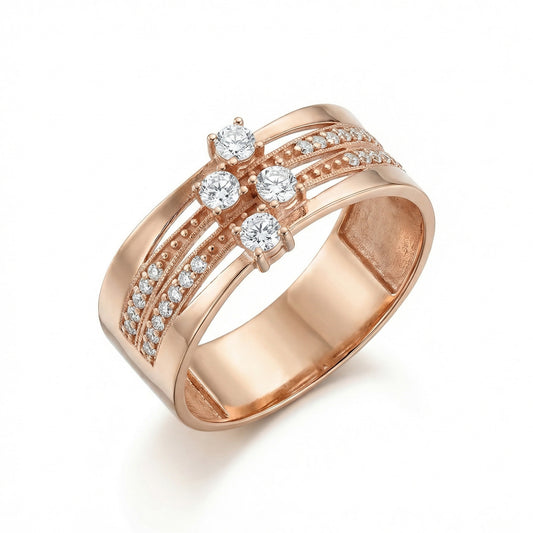 Auksinis žiedas su cirkoniais DMZ109