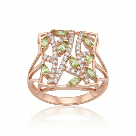 Auksinis žiedas su peridotu TUR0042P