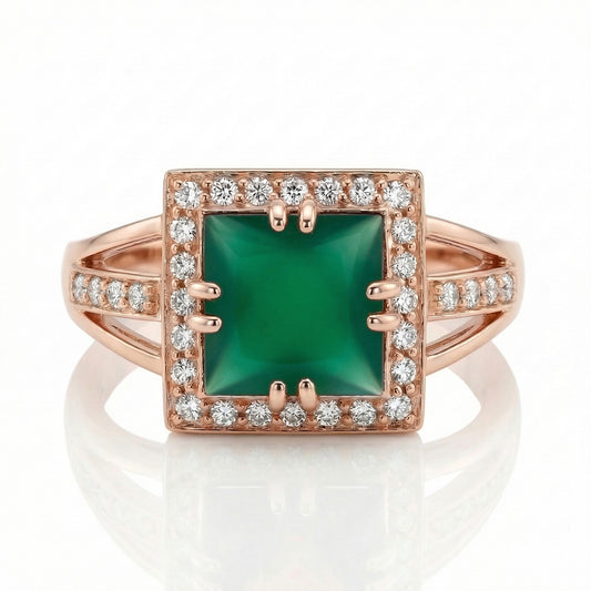 Auksinis žiedas su natūraliais akmenimis ir cirkoniais NAZ106