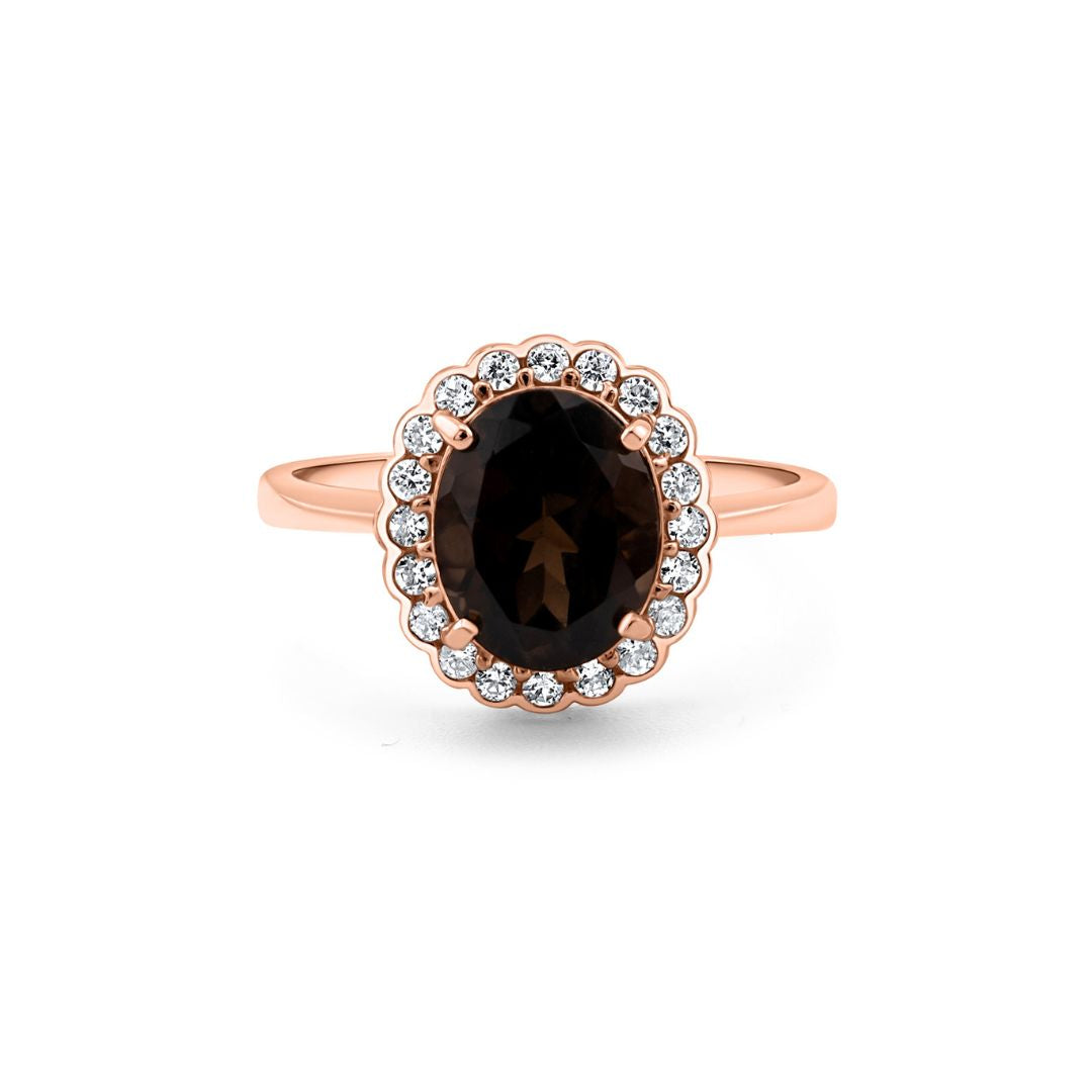 Auksinis žiedas su natūraliais akmenimis ir cirkoniais NAZ105