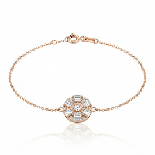 „Aura“ raudono aukso apyrankė su apvaliu spindinčiu akcentu