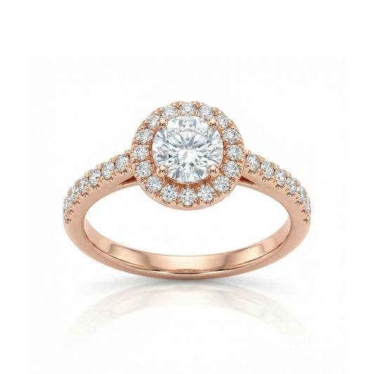 Auksinis žiedas „Round Halo“ AUD055