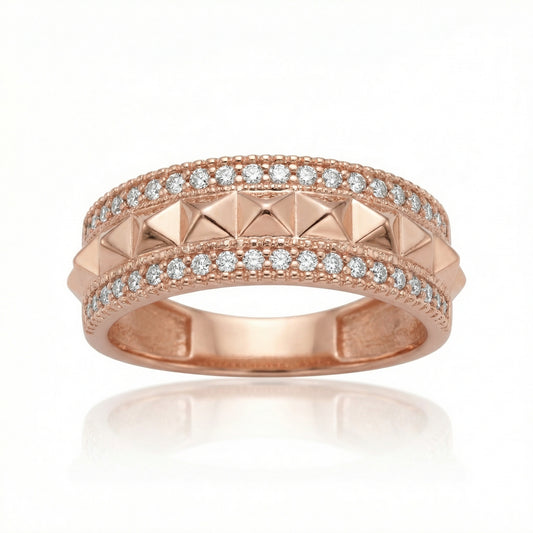 Auksinis žiedas su geometriniu dizainu DMZ162