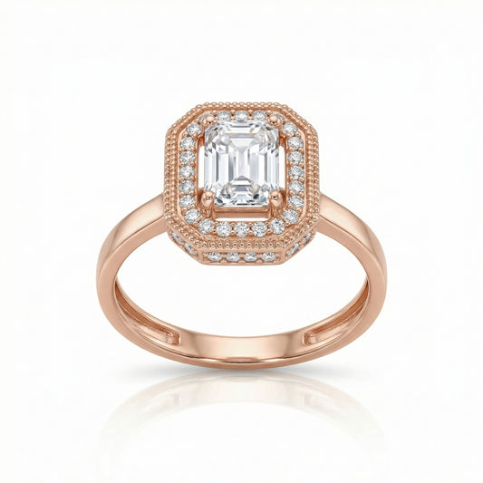 Stačiakampio formos auksinis žiedas „Art Deco“ DMZ163