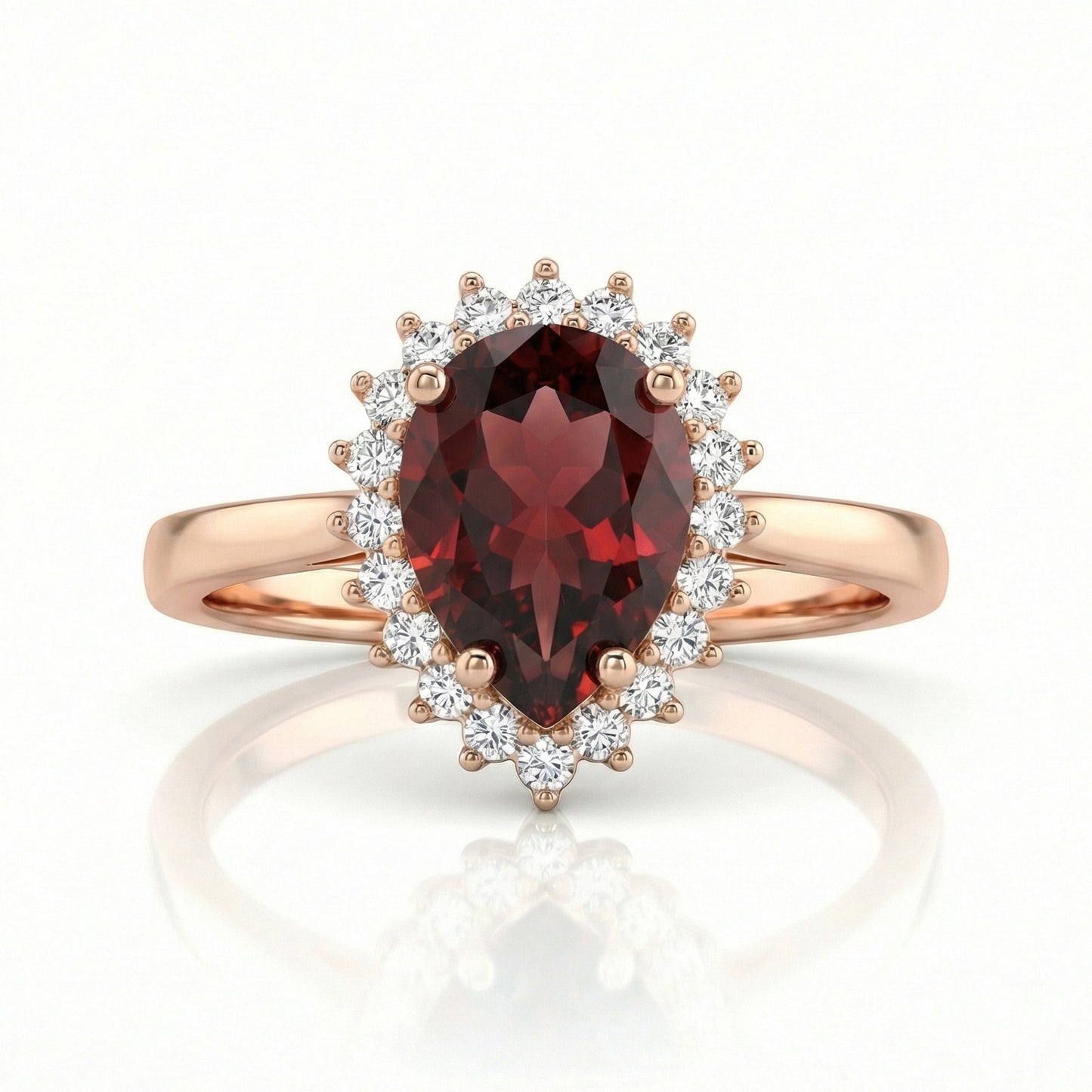 Auksinis žiedas su granatu ir cirkoniais NAZ101