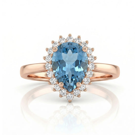 Auksinis žiedas su topazu ir cirkoniais NAZ101