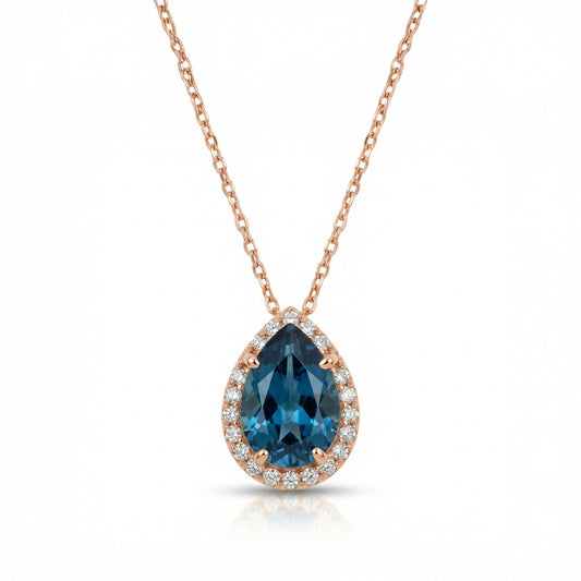 Lašo formos pakabukas su grandinėle ir natūraliais akmenimis PNA101H