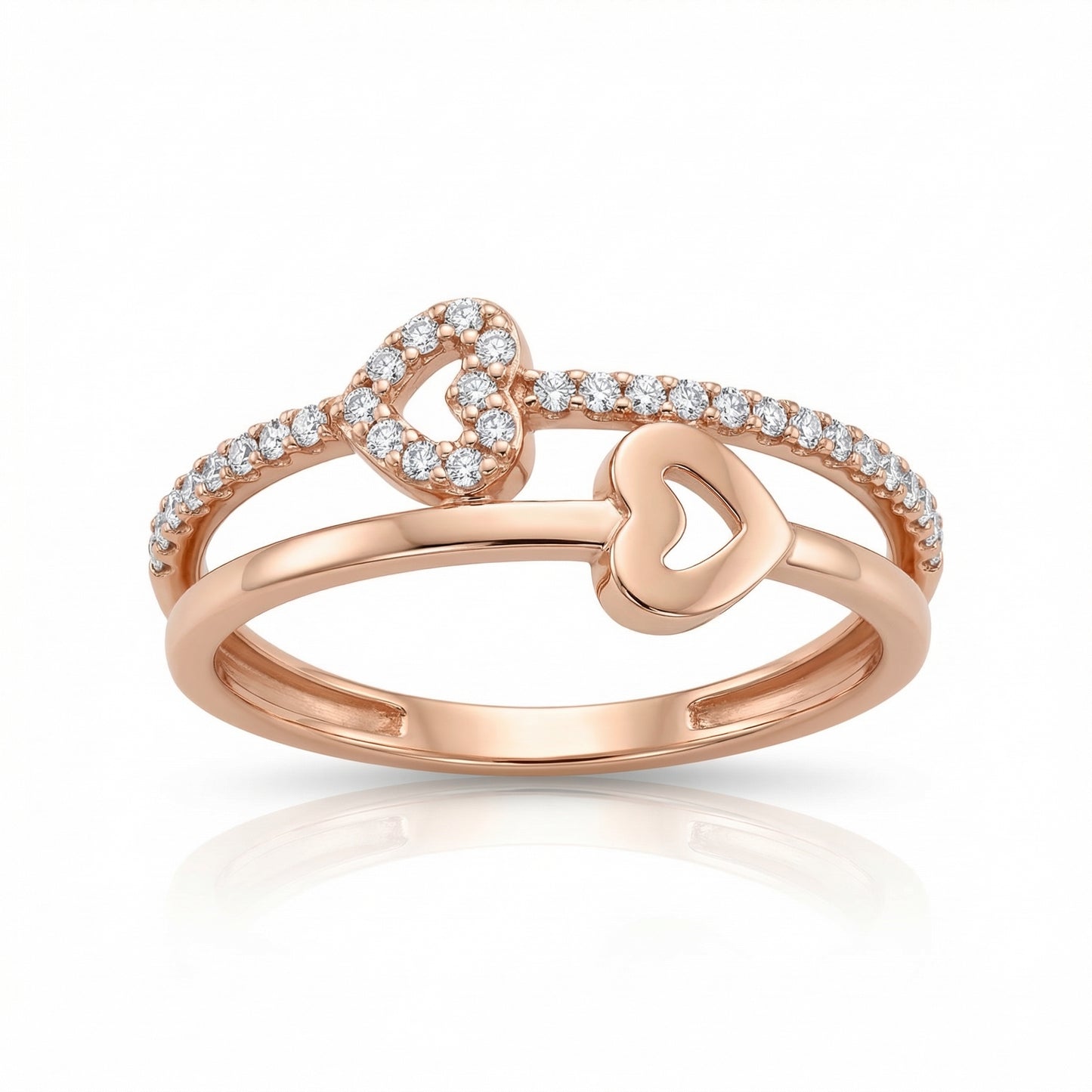 Auksinis žiedas su širdelėmis PMZ119