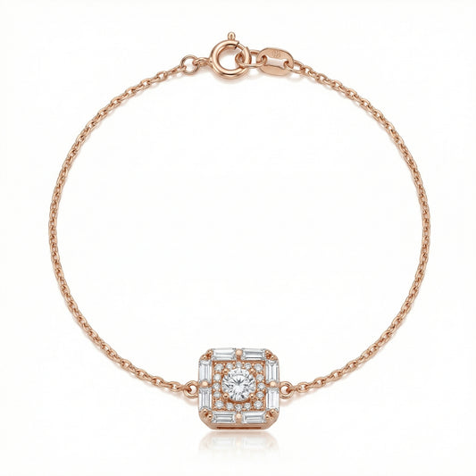 „Stella“ raudono aukso apyrankė su apvaliu spindinčiu akcentu